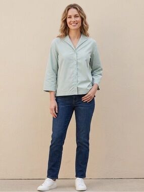 EILEEN FISHER Button Down Shirt in Sea Foam